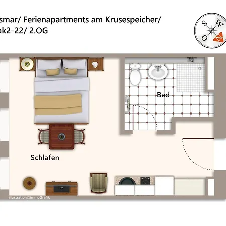 아파트 Ferienapartments Am Krusespeicher Ferienapartments Am Krusespeicher 2-22